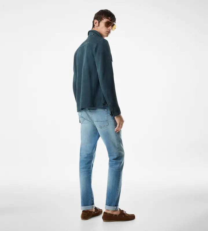 SUEDE LIGHTWEIGHT OUTERSHIRT SLATE BLUE online